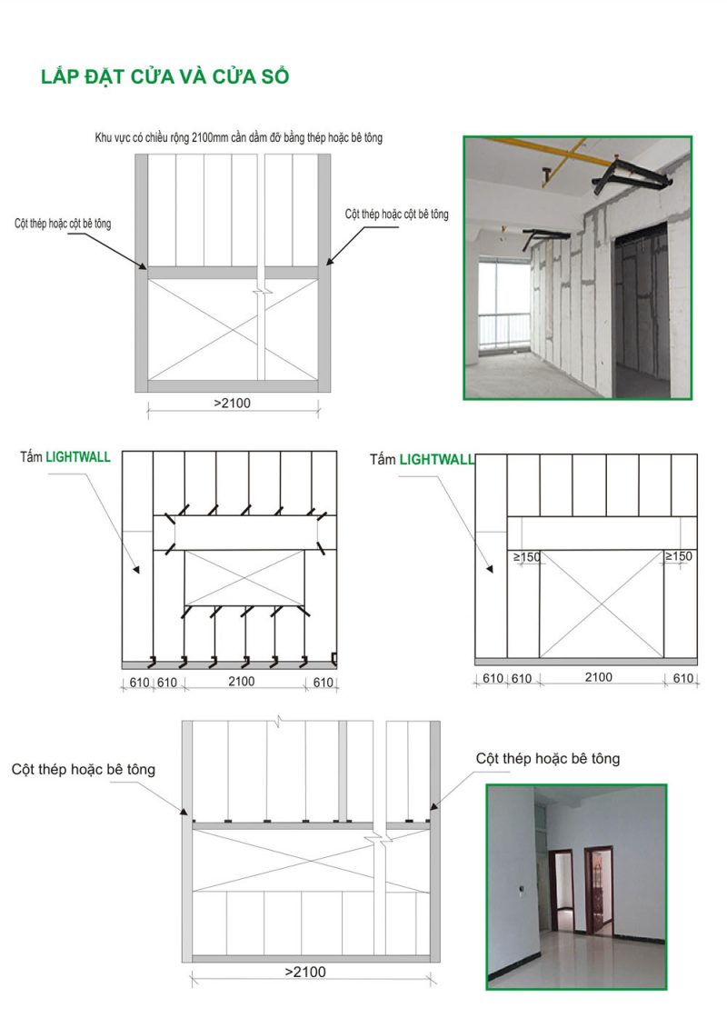 Thi công tấm bê tông nhẹ tại khu vực cửa và cửa số