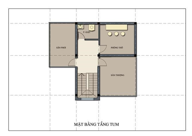 Bản vẽ phối cảnh tầng tum