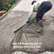 Bê tông đổ trên mặt sàn gạch bê tông nhẹ Block và cốt thép tạo liên kết